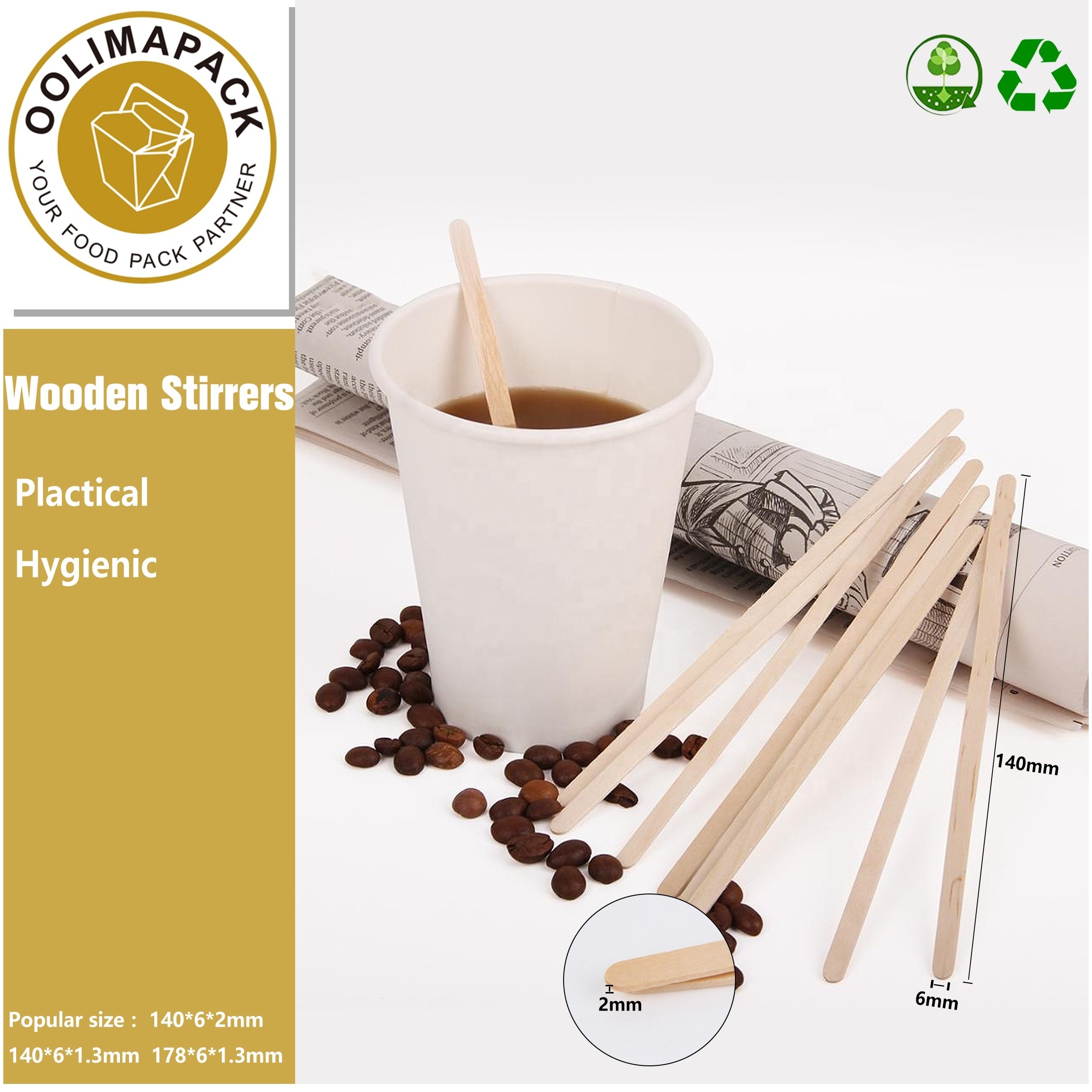 Coffee & tea tools natural color bulk bamboo wooden stirrer coffee stir stick/coffee stick