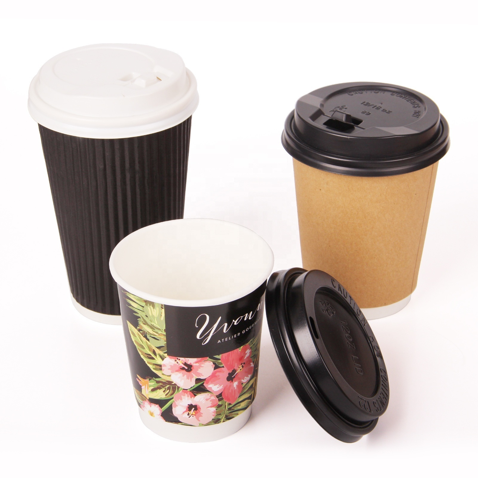 Wholesale Eco friendly 100% Compostable PLA coating Disposable double wall  paper cups for hot coffee and tea