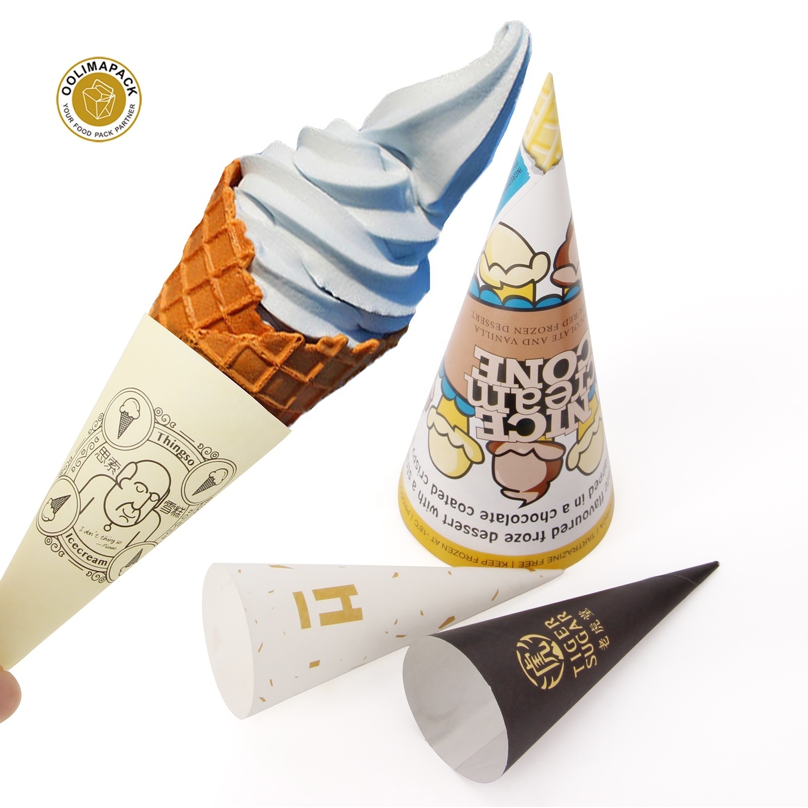 Aluminum foil coated paper packaging ice cream cone sleeve