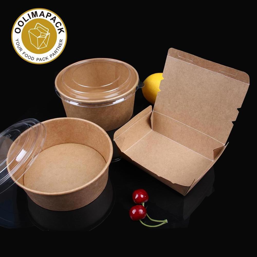 clear salad packaging container take out transparent salad lunch box round paper food bowl for salad