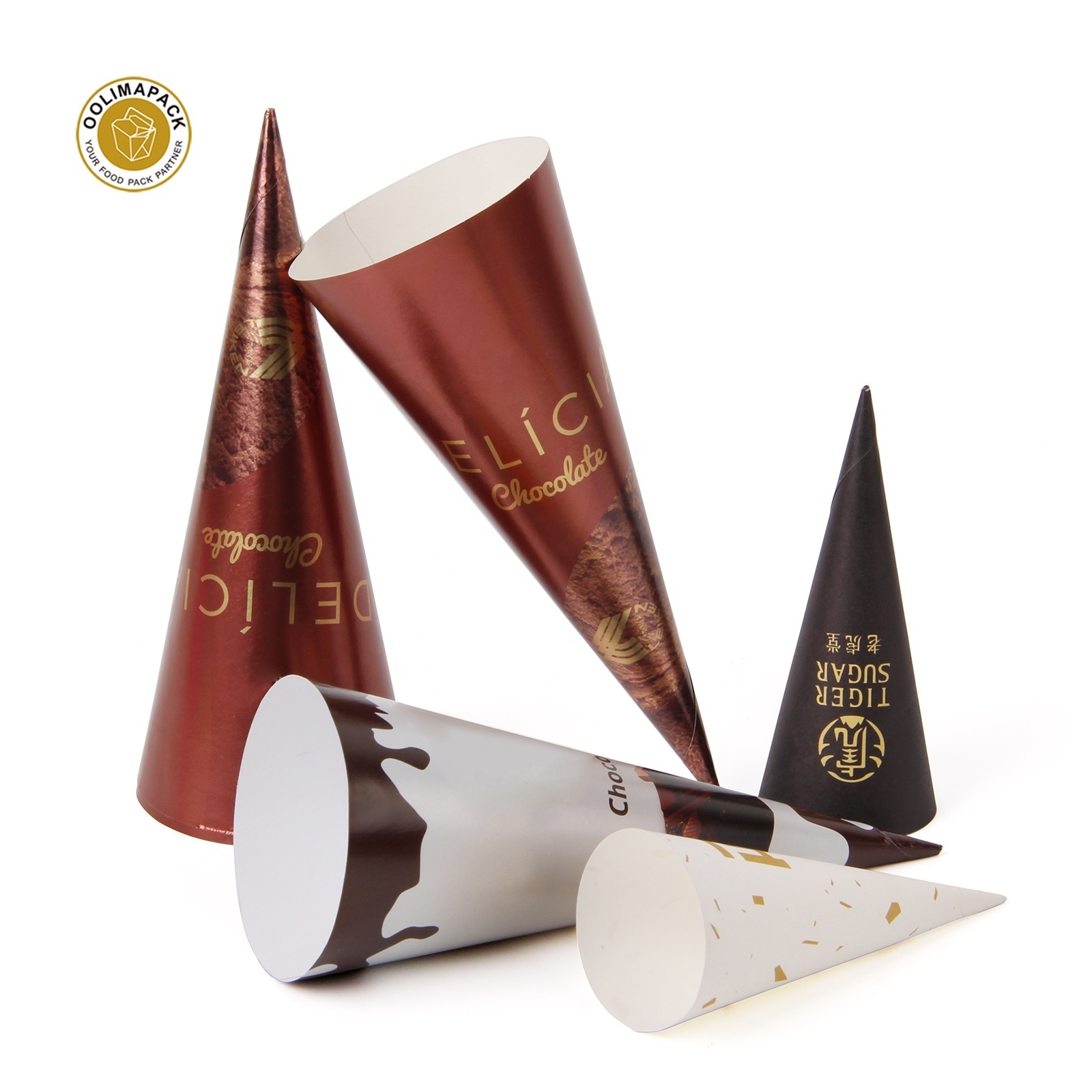 Aluminum foil coated paper packaging ice cream cone sleeve