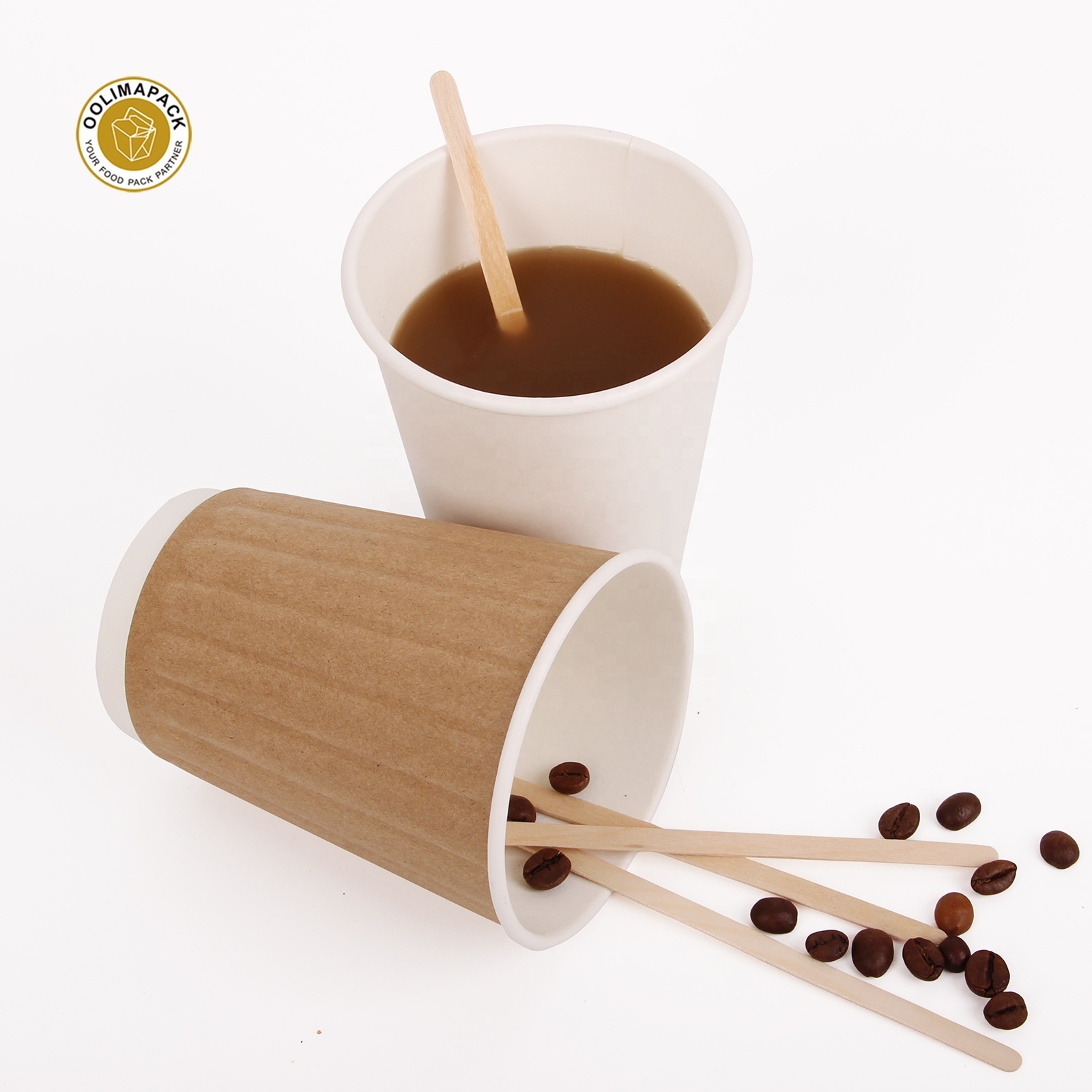 Hot Sell Custom Eco Friendly Recycled Paper Disposable Corrugated Coffee Cup Sleeve