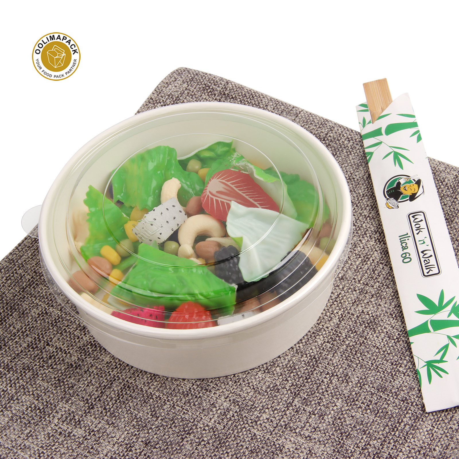 clear salad packaging container take out transparent salad lunch box round paper food bowl for salad