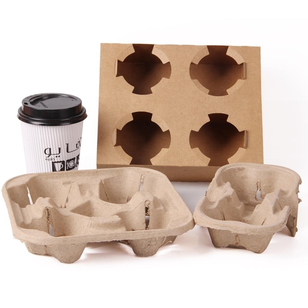 Custom logo print disposable take away cardboard paper cup holder