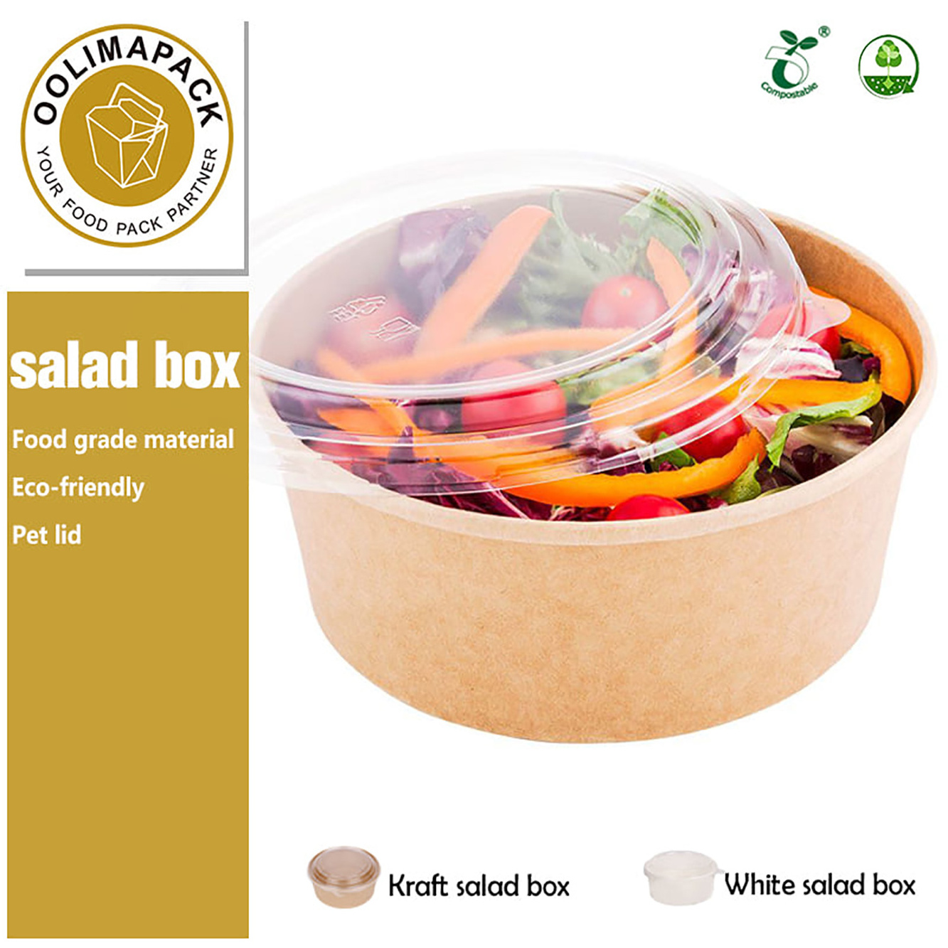 clear salad packaging container take out transparent salad lunch box round paper food bowl for salad