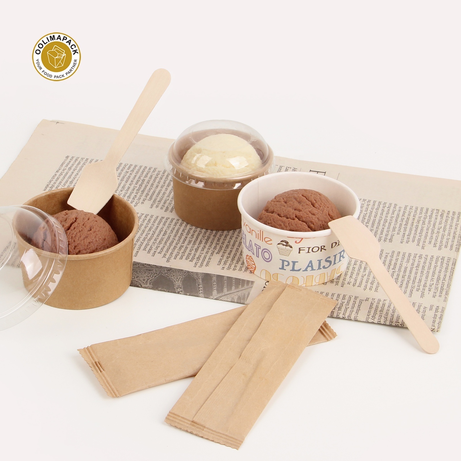 Biodegradable Ice Cream Stick Takeaway Ice Cream Wooden Spoon Wholesale