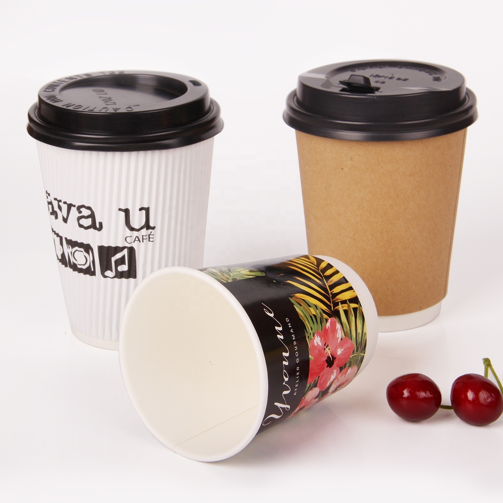 Wholesale Eco friendly 100% Compostable PLA coating Disposable double wall  paper cups for hot coffee and tea