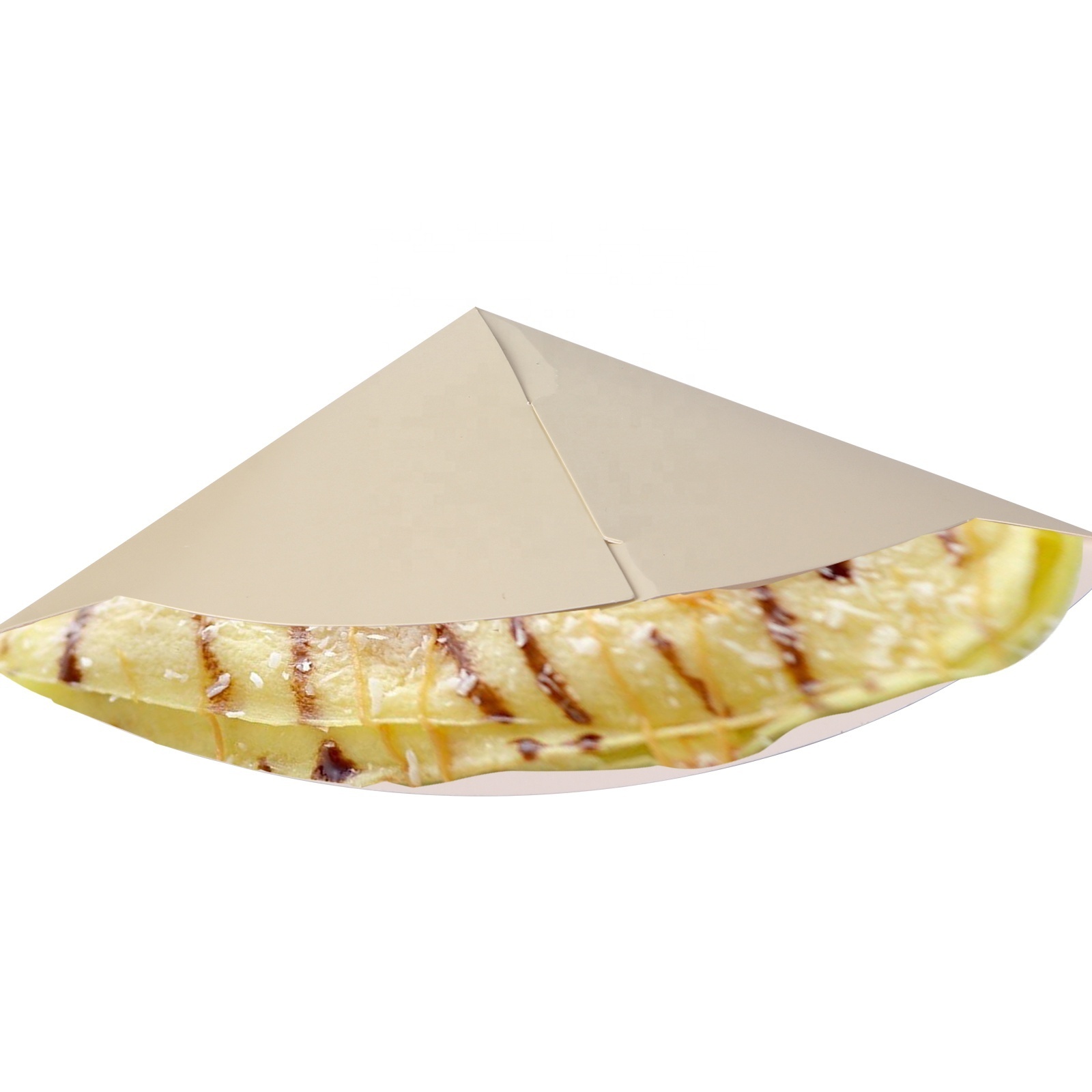 Food grade biodegradable paperboard triangle crepe cone packaging box,crepes holder