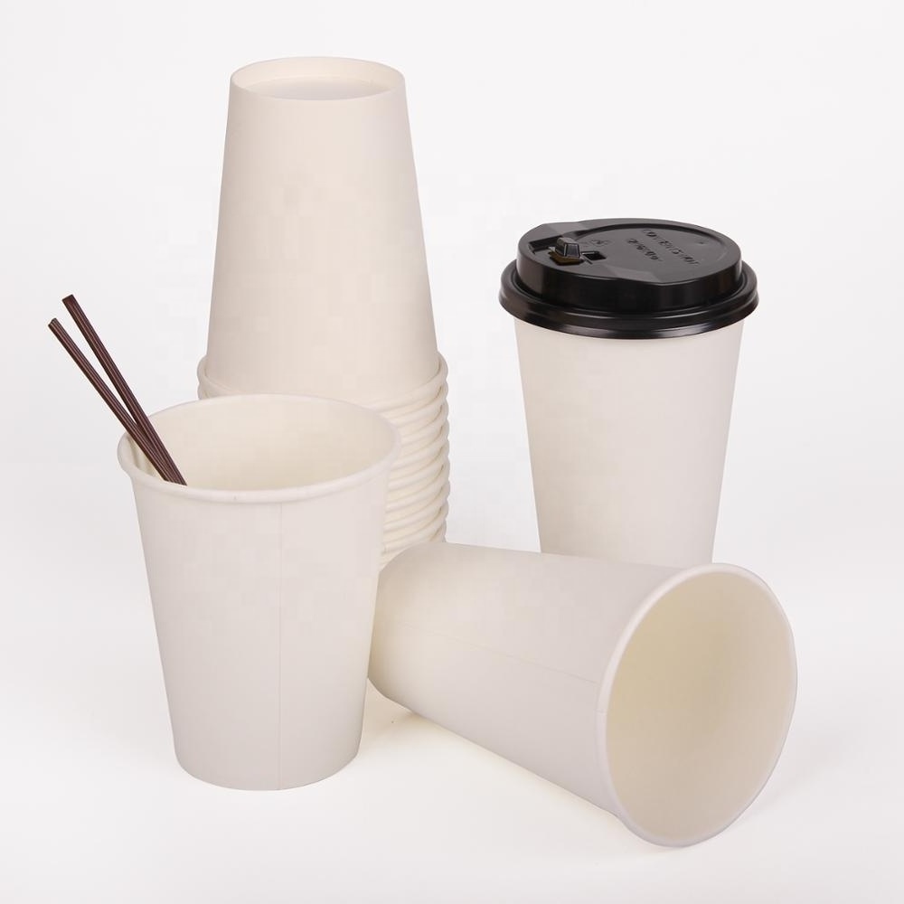 8//12/16 oz Customized Logo Eco-friendly disposable kraft PE Coating double wall Paper drink coffee milk cups with packing