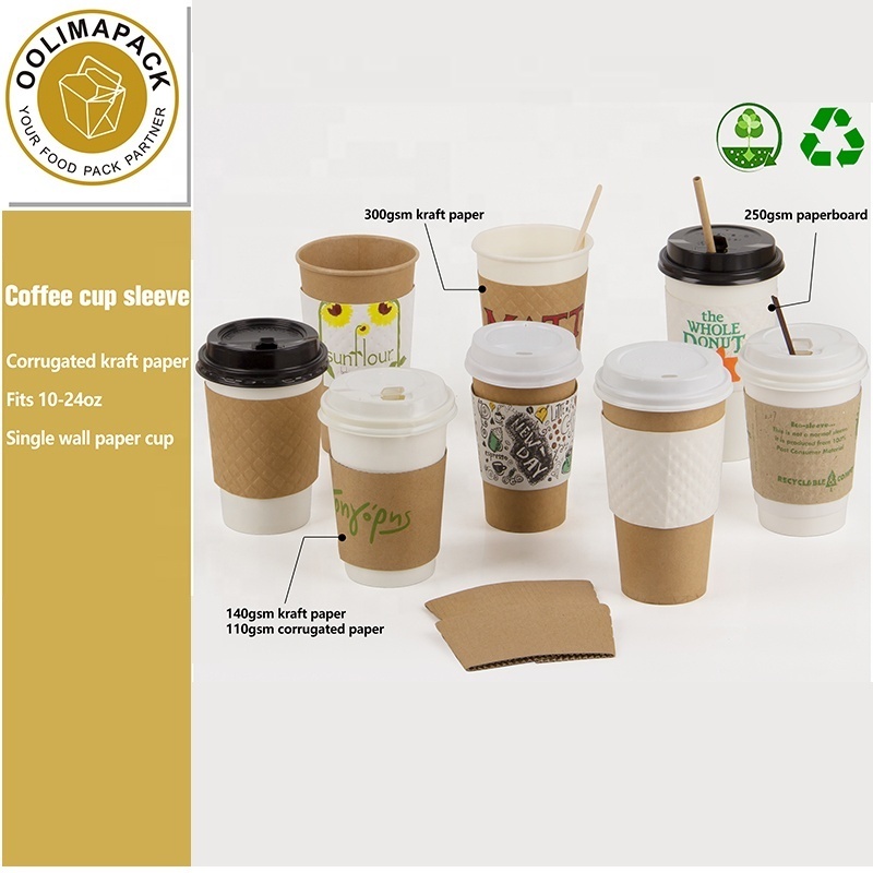 Hot Sell Custom Eco Friendly Recycled Paper Disposable Corrugated Coffee Cup Sleeve