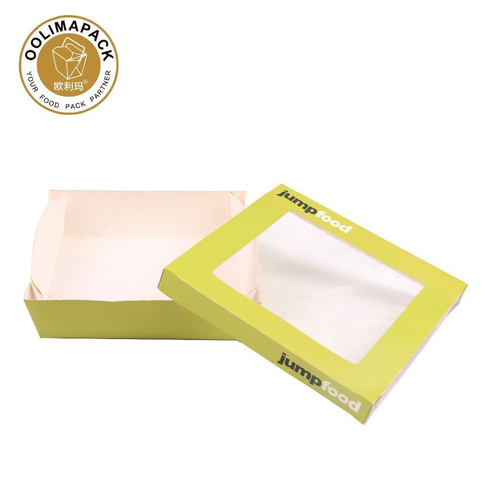 salad cardboard box with window,take out fruit containers,takeaway food disposable container