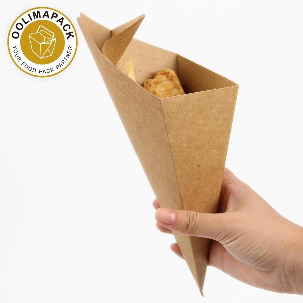 Disposable eco-frendly paper french fries cone holder