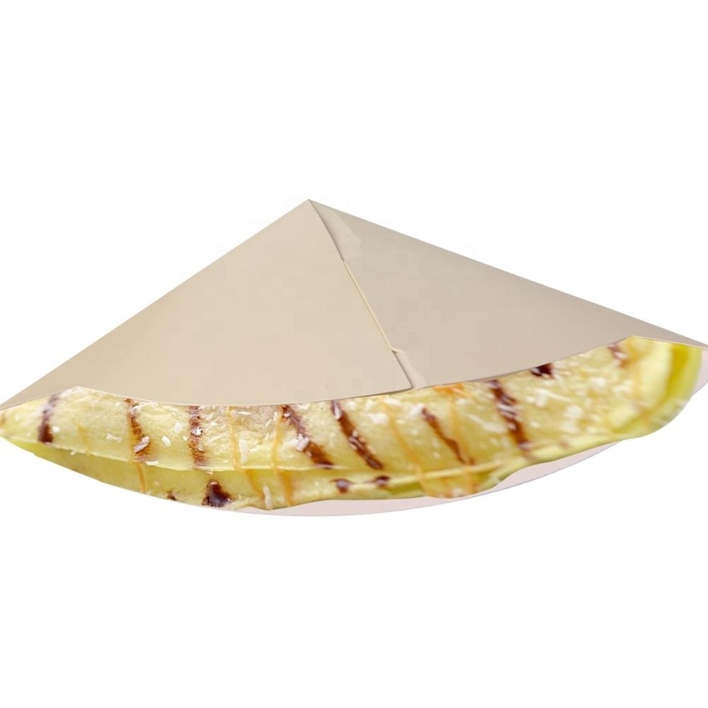 Custom printed french fries crepes holder food packaging,cone shape paper crepes box