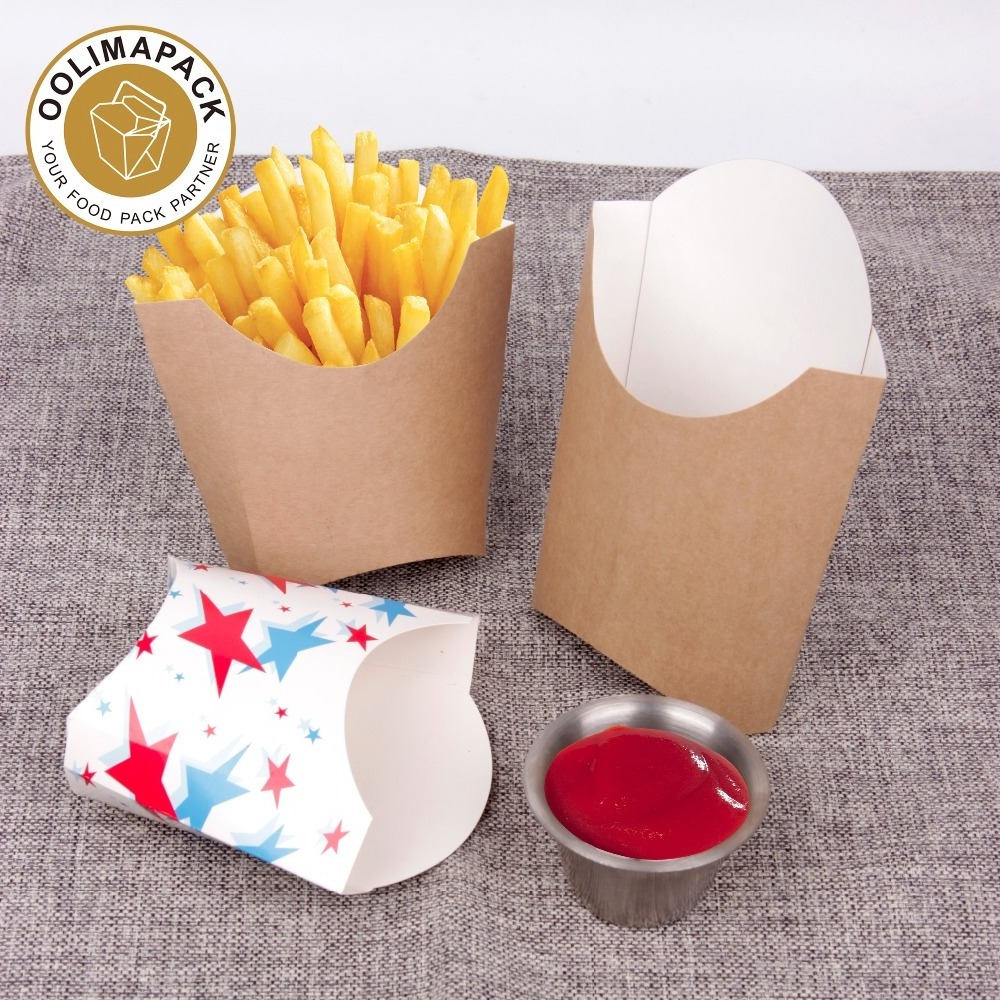 french fries paper packaging box, take away chip cardboard box