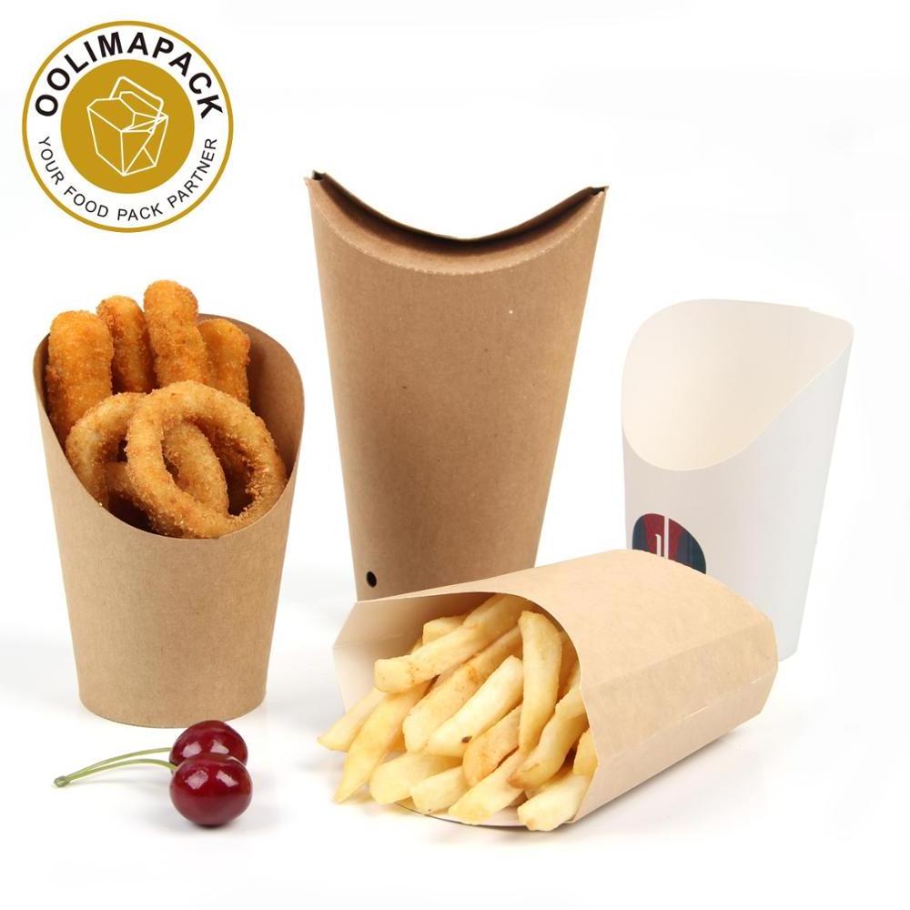 Disposable eco-frendly paper french fries cone holder