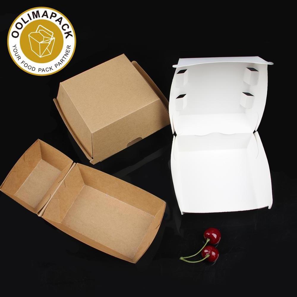 Custom Mini Kraft Burger Box Packaging Wholesale  Disposable Burger Long Box