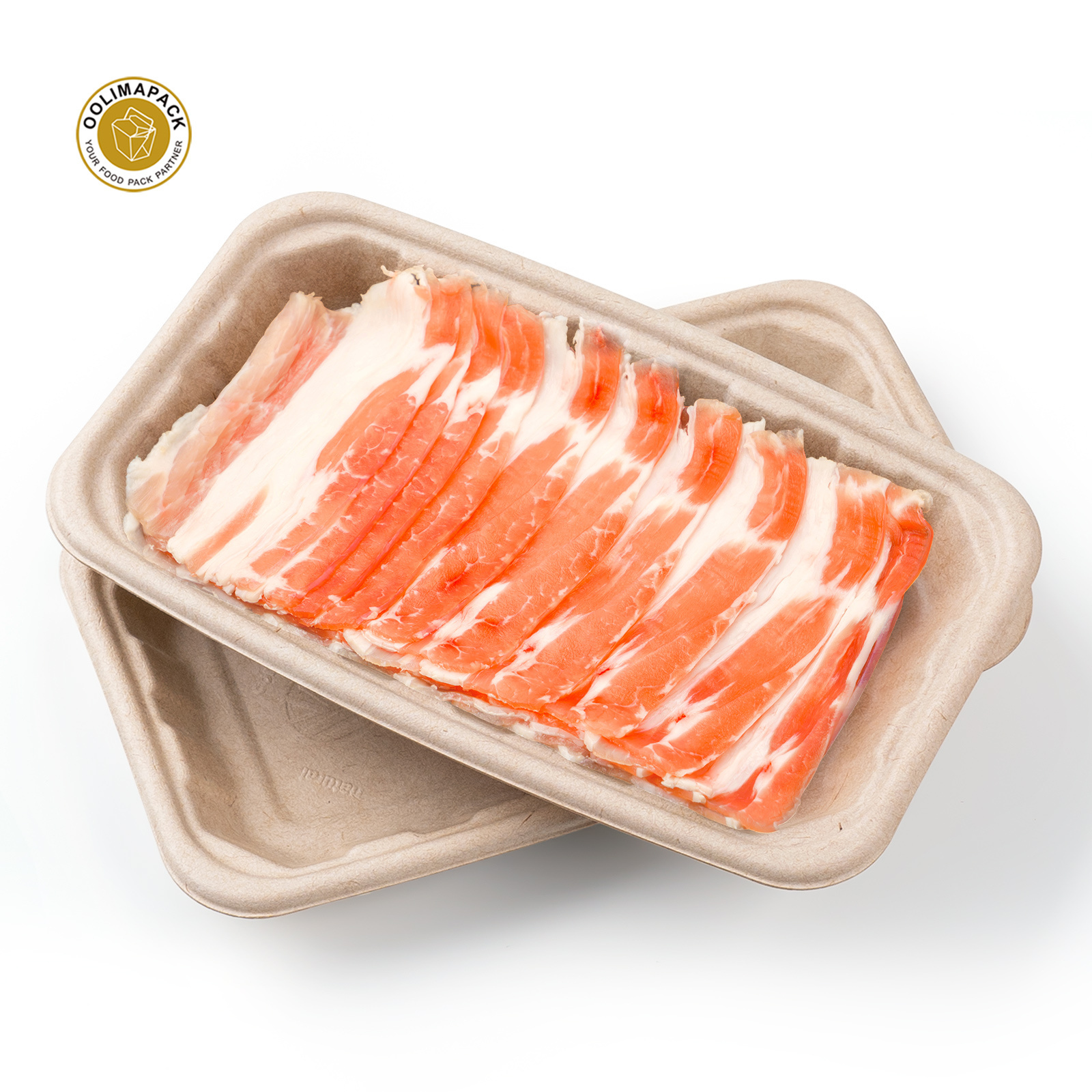 OOLIMA Compostable Bagasse Meat Tray For Frozen Seafood Tray/Meat Tray/Fruit Tray