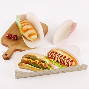 Disposable Customized Snack Food Boat Tray Packaging Paper Folding Hot Dog Box