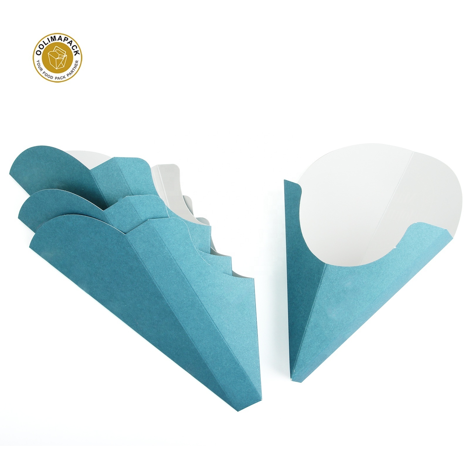 Custom printed biodegradable eco crepe fries cone paper crepe holders