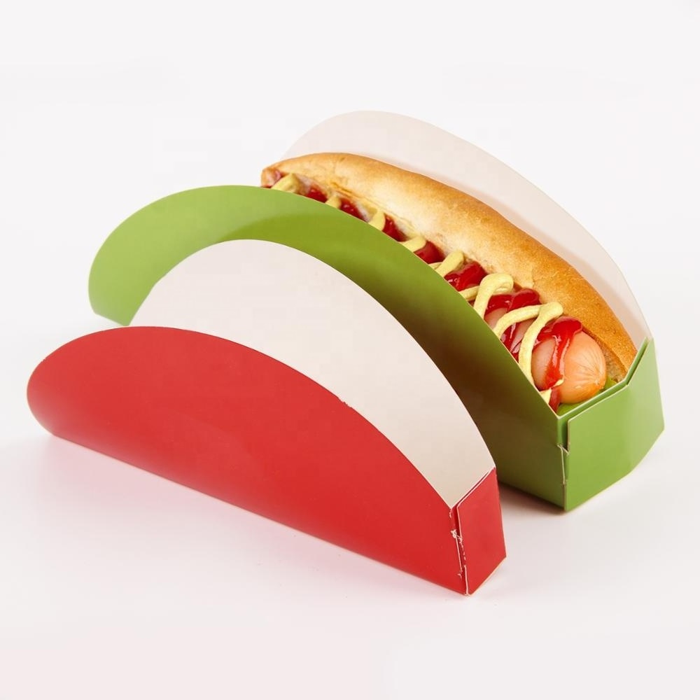 Disposable Customized Snack Food Boat Tray Packaging Paper Folding Hot Dog Box