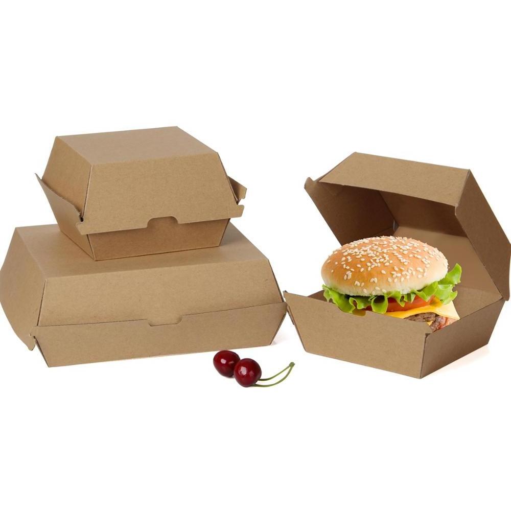 Custom Mini Kraft Burger Box Packaging Wholesale  Disposable Burger Long Box