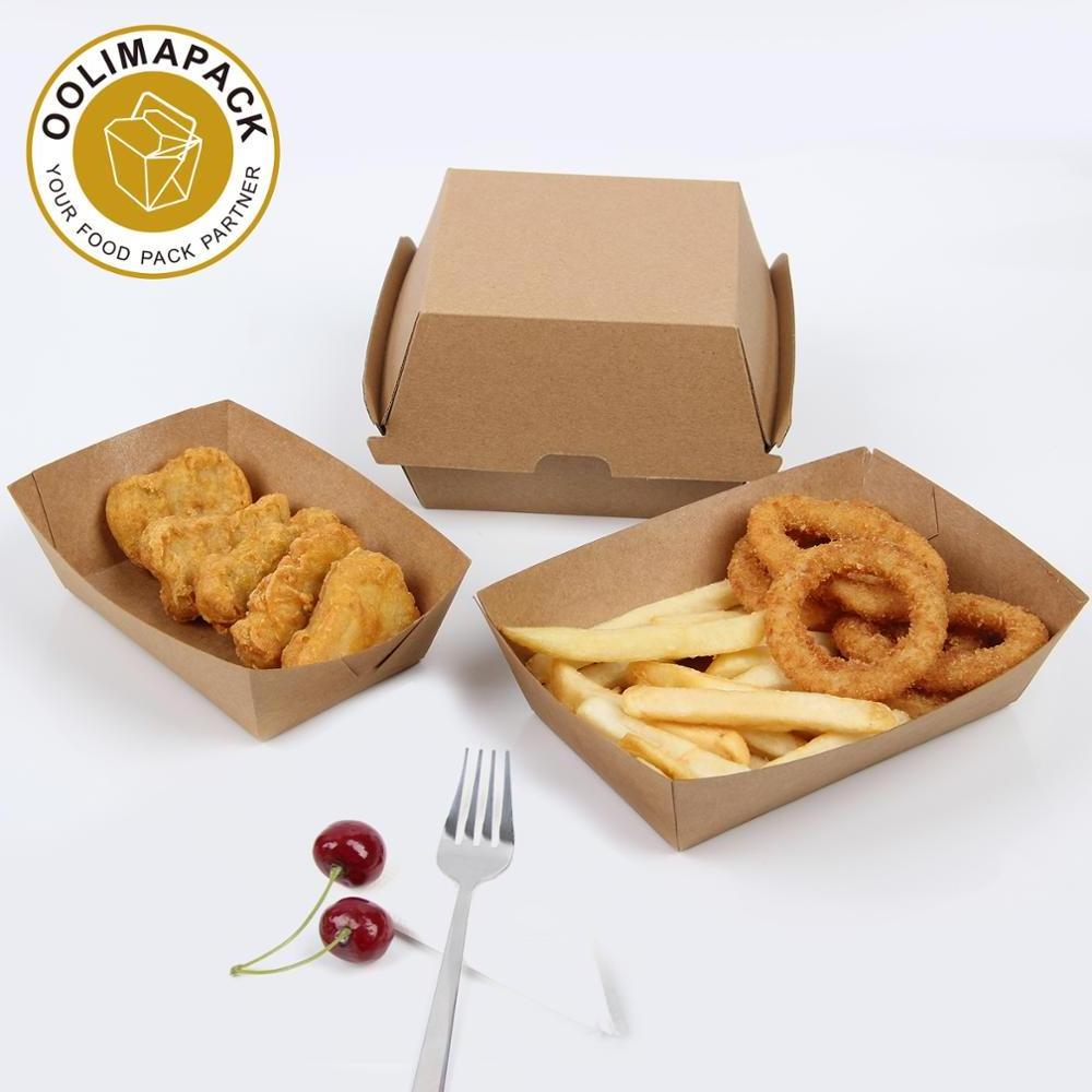 Custom Mini Kraft Burger Box Packaging Wholesale  Disposable Burger Long Box