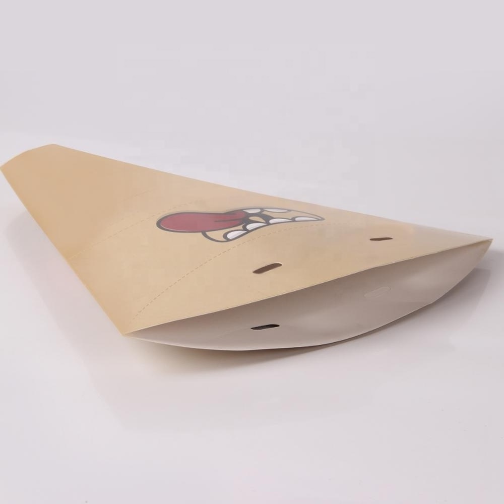 Custom printed french fries crepes holder food packaging,cone shape paper crepes box