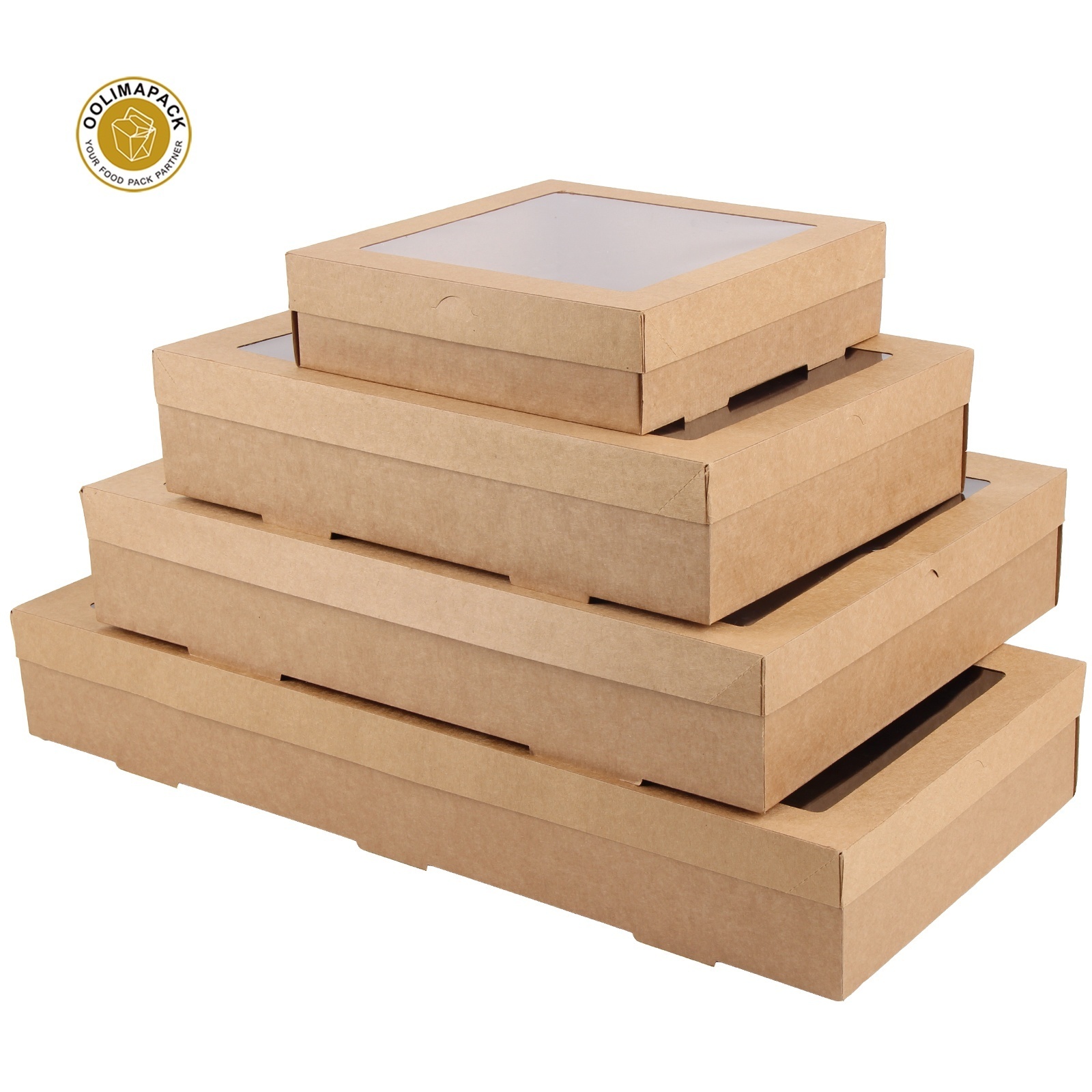 Custom kraft corrugated paper cater cake pastry box in bulk for bakery and divider lids with windows