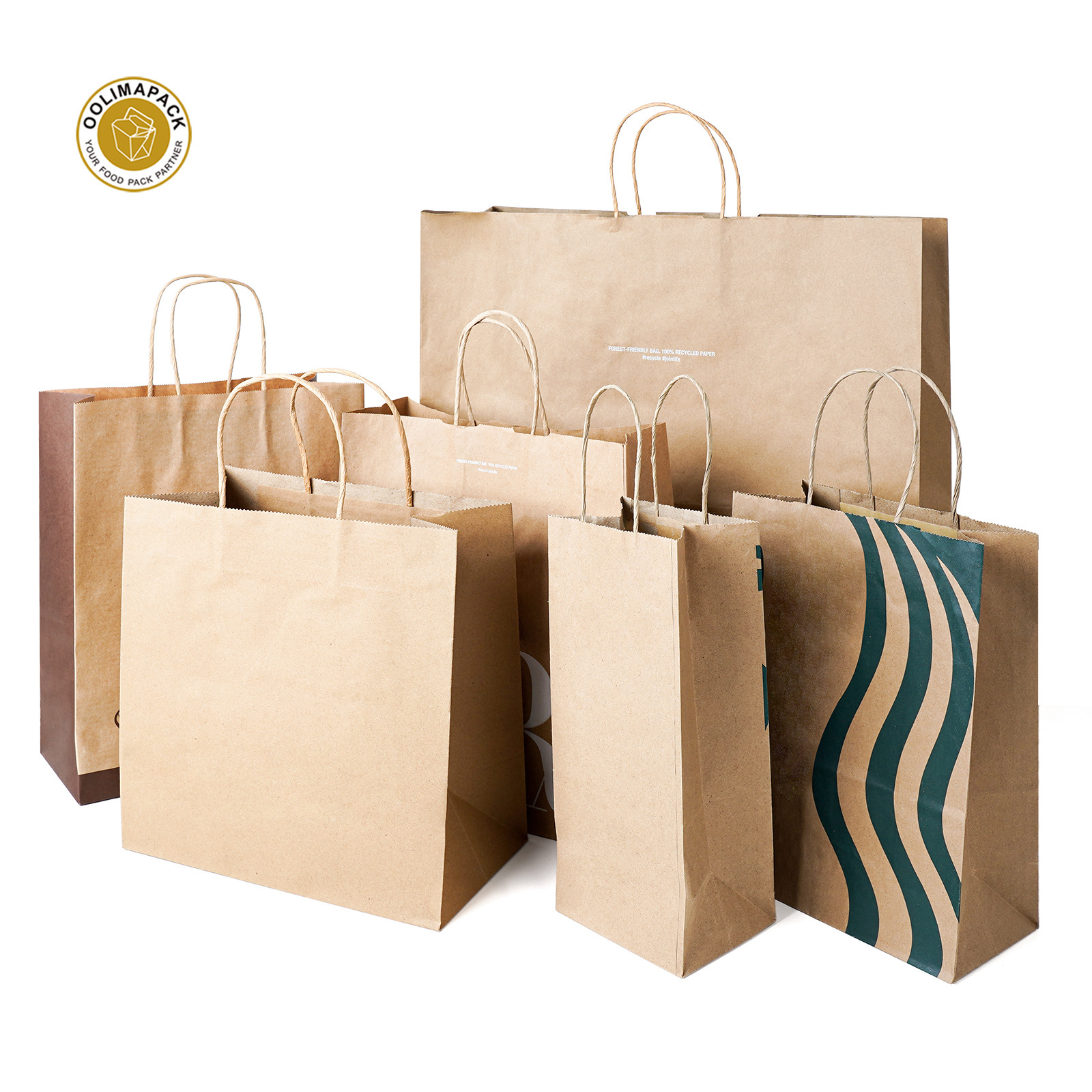 OOLIMA Low Price Kraft Paper Bags with Your Own Logo for Shopping