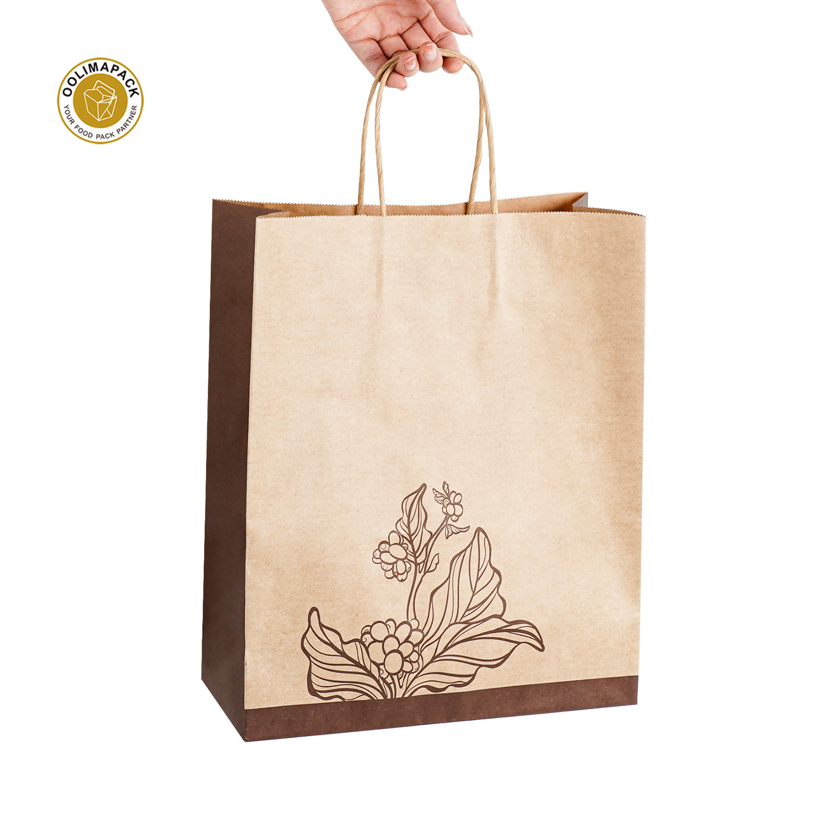 OOLIMA Low Price Kraft Paper Bags with Your Own Logo for Shopping