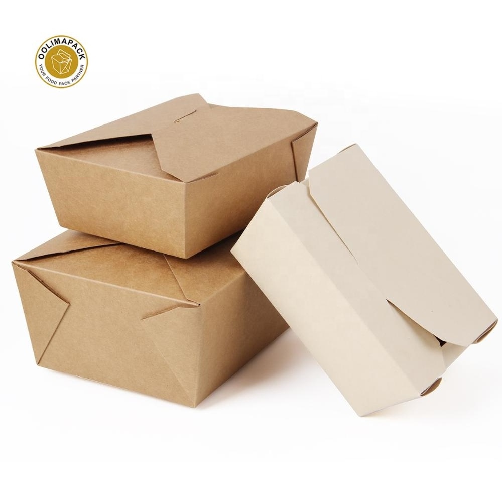 Biodegradable food grade kraft paper package container box for salad fruit and sushi hot