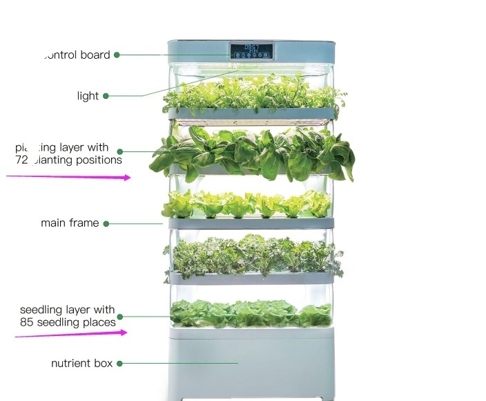 Garden vertical hanging aeroponics growing tower systems hydroponic system plant fish vegetable with LED grow  Light