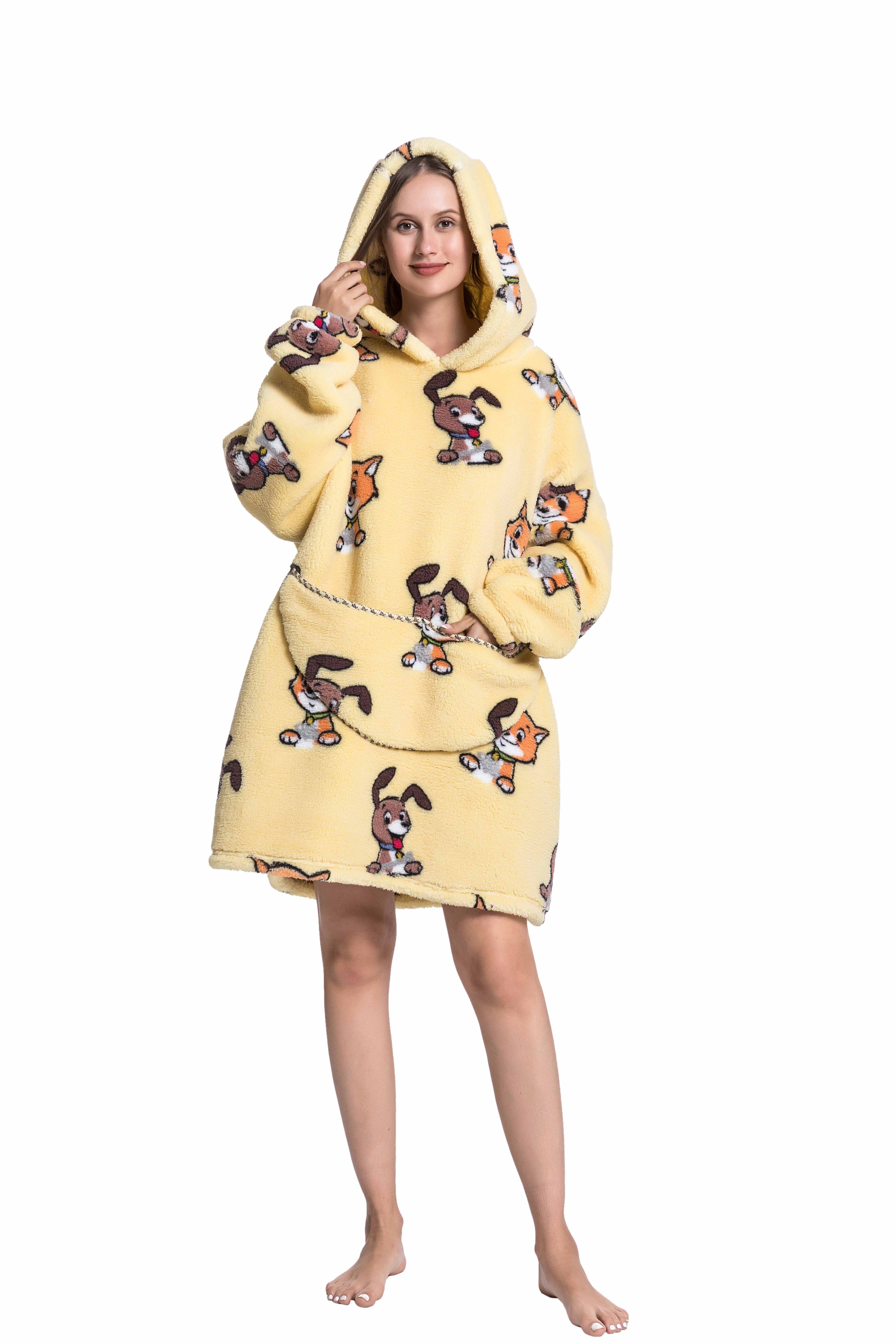 Custom Oversized Hoodie Flannel Sherpa Hoody Blanket Oodie Wearable Hooded TV Blanket