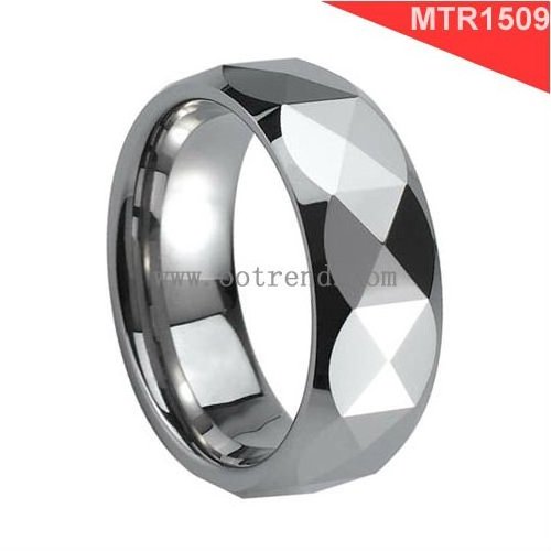 Tungsten fashion diamond cut tungsten carbide ring ,wolfram ring