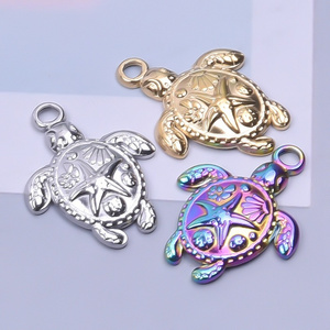 Rainbow color plating sealife turtle beach charms 925 silver enamel charms for jewelry making