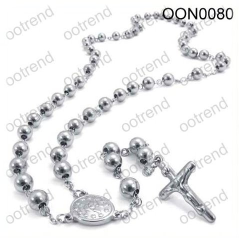 Stainless steel Jesus cross rosary chain necklace for region pray