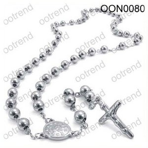 Stainless steel Jesus cross rosary chain necklace for region pray