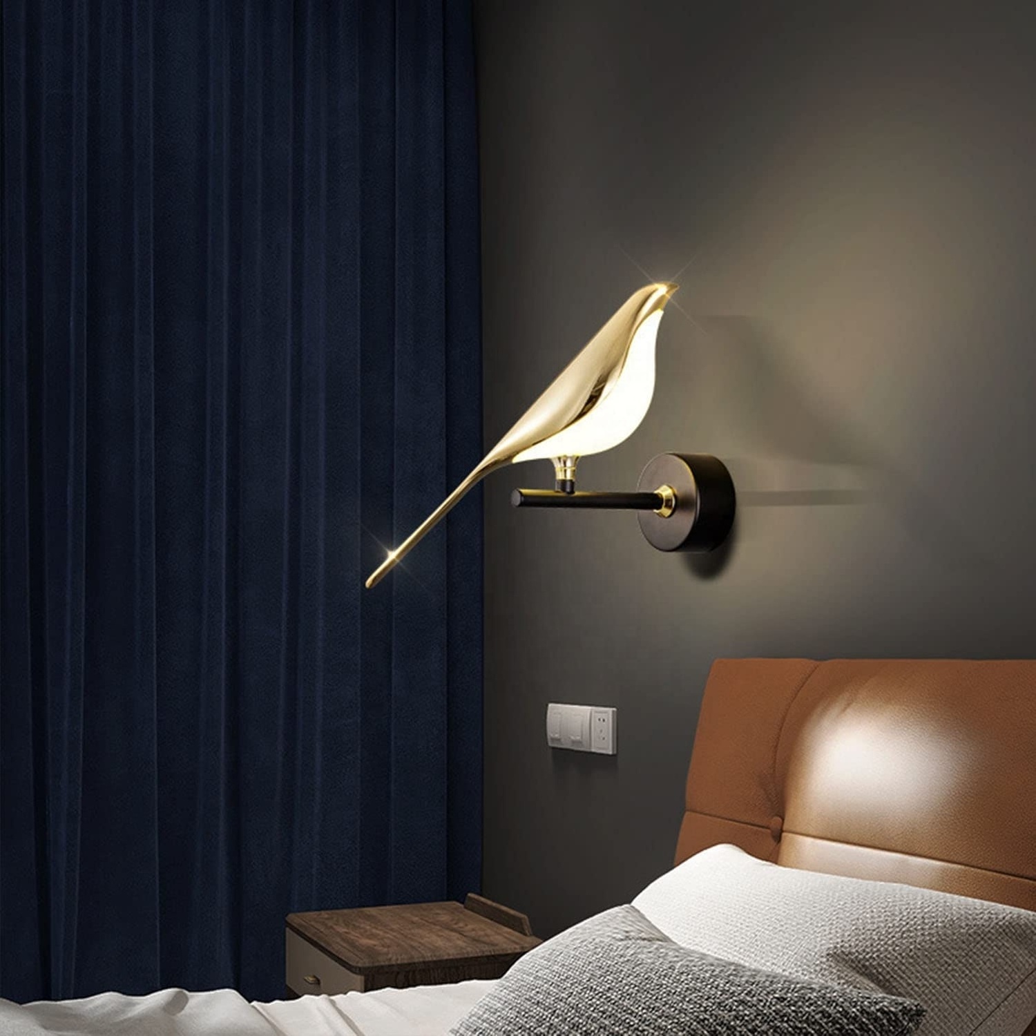 Modern Animal Bird Wall Lamp Bedroom Bedside Living room Hotel Rotatable Adjustable Art Deco Bird Lamp Interior LED Wall Light