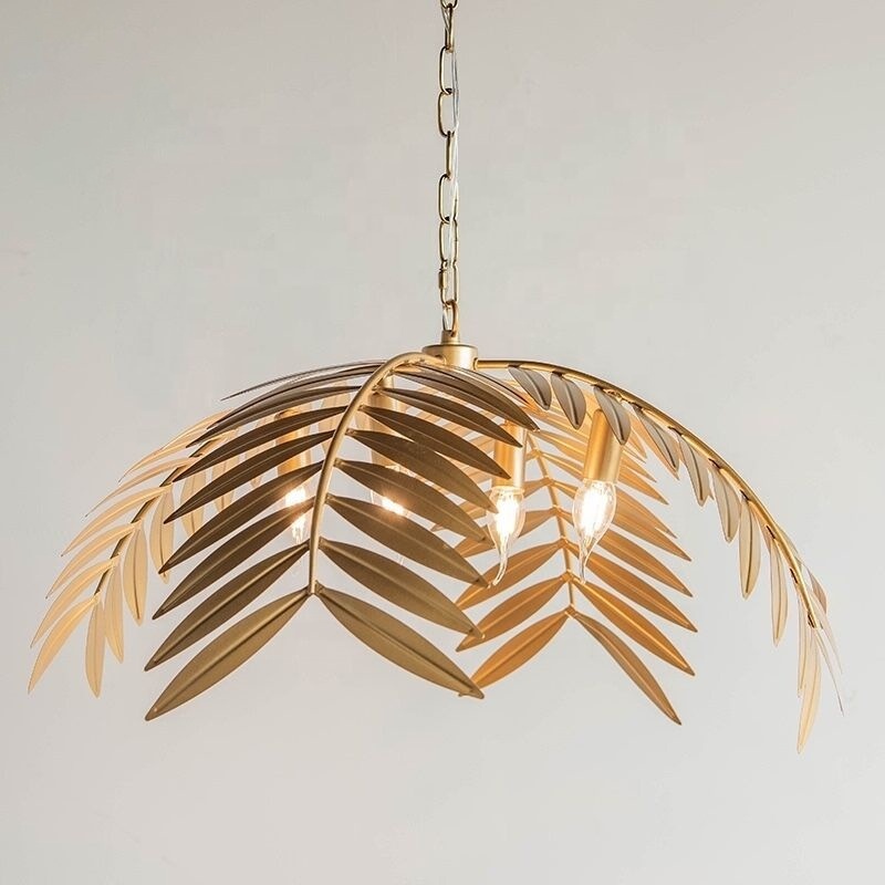 Luxury Metal Leaf Chandelier Ceiling Light for Living room Dining Room Hanging Lamps Gold Plant Leaf Chandeliers Pendant Lights