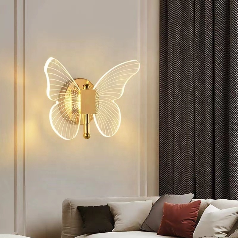 Modern Creative Butterfly Wall Lamp Luxury Gold Living Room Indoor Wall Lights for Home Corridor Night Light  LED Wall Light