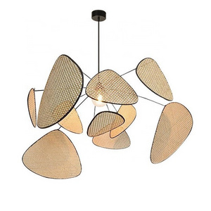 Bamboo Rattan Art Design LED Pendant Lights for Hotel Home Dining Room Living Room Decoration Modern Home Decor Chandelier