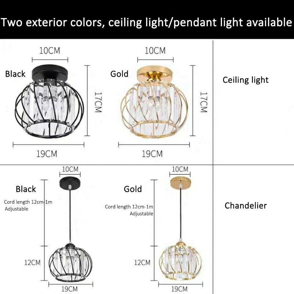 Luxury Hallway Corridor Lamp Lighting Fixtures Crystal Ceiling Light for Entryway Gold Modern Crystal Chandelier