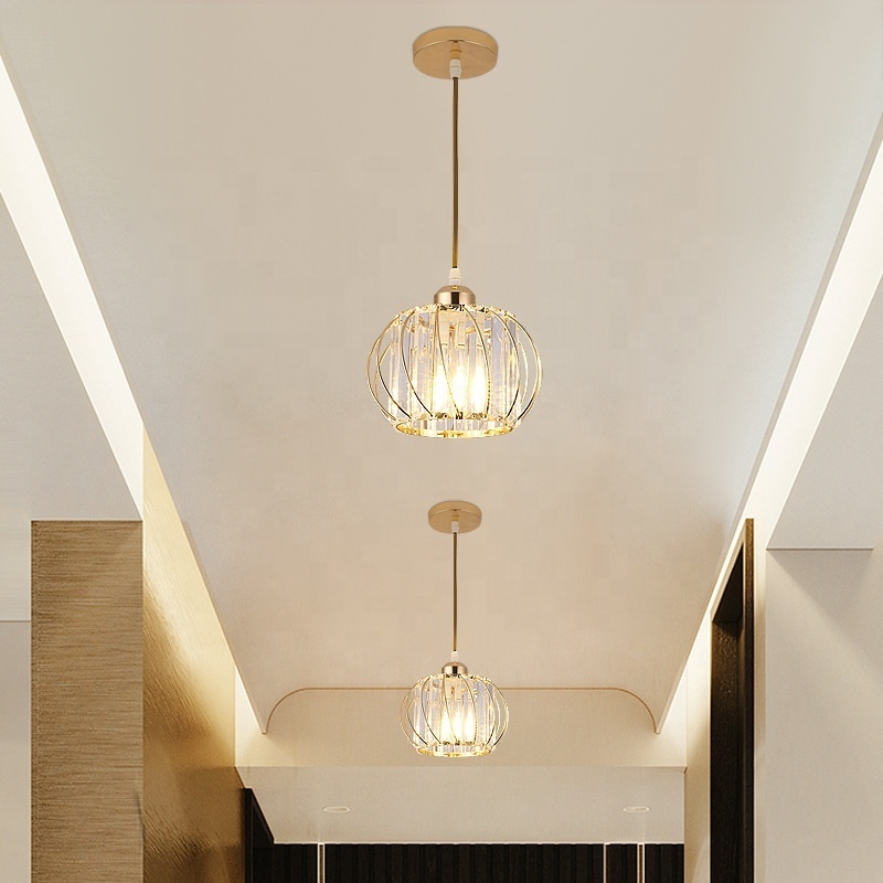 Luxury Hallway Corridor Lamp Lighting Fixtures Crystal Ceiling Light for Entryway Gold Modern Crystal Chandelier