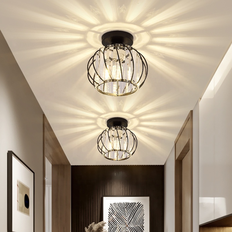 Luxury Hallway Corridor Lamp Lighting Fixtures Crystal Ceiling Light for Entryway Gold Modern Crystal Chandelier