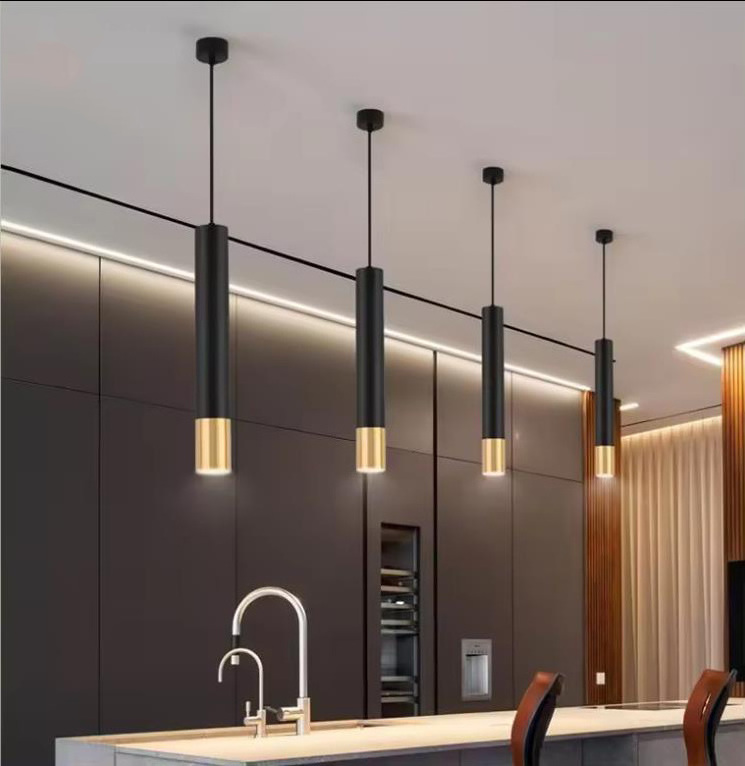 Modern Black Gold Aluminum Pendant Light Nordic Creative Ceiling Spotlights Restaurant Bar Kitchen LED Chandelier