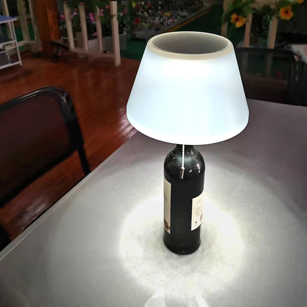 Bottle Lamp Solar Powered LED Light Sensor Dining Table Light 3 Levels of Light Intensity Interior Outdoor Restaurant Table Lamp