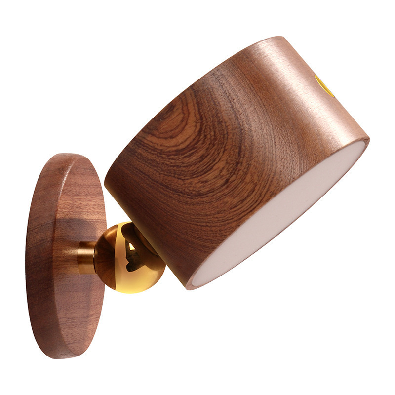 Modern Mini LED Wall Sconce USB Rechargeable Rotatable Wooden Touch Control Wall Lights For Home Bedroom Reading LED Wall Lamps