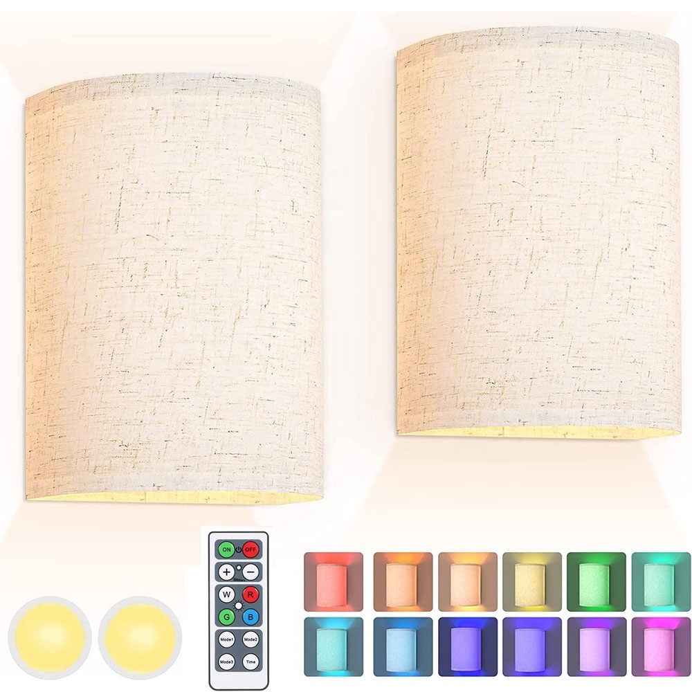 New Fabric Lampshade Wall Light with LED Lamp for Home Living room Background Wall Bedroom Hotel Wall Lamp interior Bedside Lamp