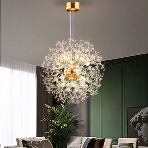 Modern Luxury Crystal Dandelion Pendant Light Living Room Bedroom Dining Room Decor Ceiling Light LED Flower Crystal Chandelier