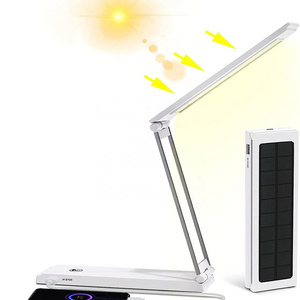 Foldable Solar and USB Rechargeable Table Lamp with Power Bank 10000mAh Desk Light for Office Home Travel Portable Desk Lamp